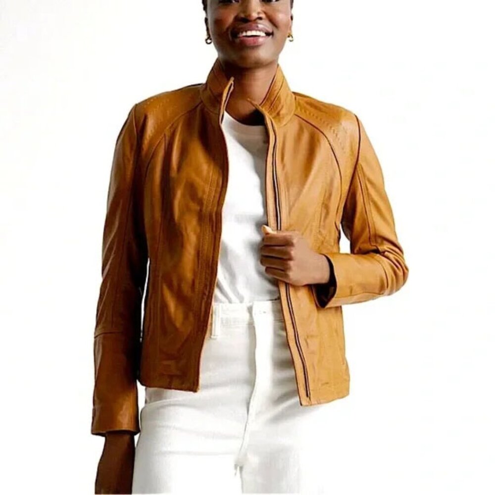 QUINCE 100% Leather Stand-Collar Jacket (L)